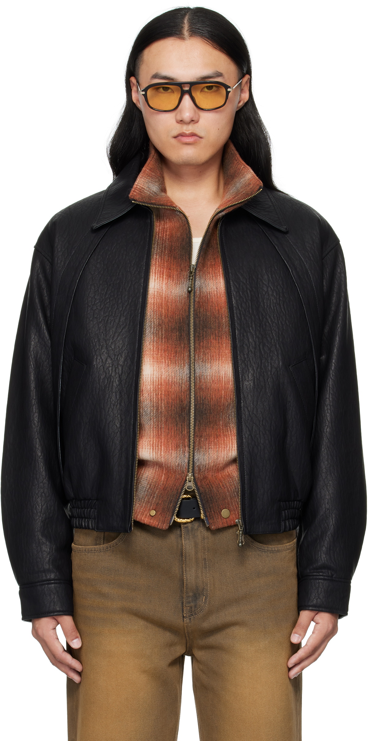 MMIC Black Rive Gauche Faux-Leather Jacket