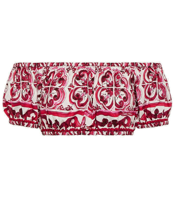 Photo: Dolce&Gabbana Printed off-shoulder cotton crop top