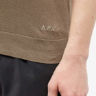 A.P.C. Men's Gregoire Knit Polo Shirt in Khaki