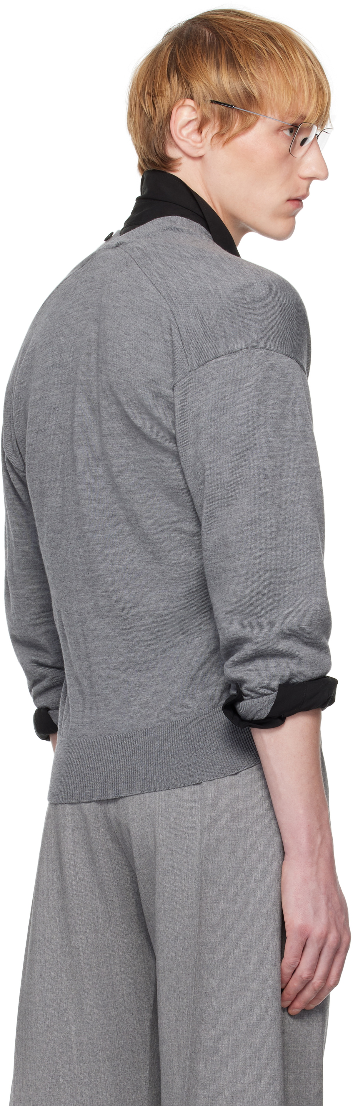 ALAINPAUL Gray Knit Basculé Cardigan