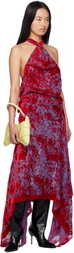 Masha Popova Red & Purple Silk Velvet Handkerchief Maxi Skirt