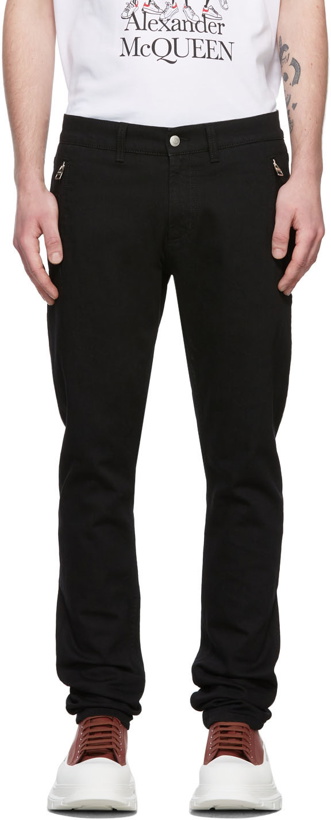 Photo: Alexander McQueen Black Graffiti Biker Jeans