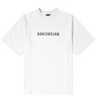 Balenciaga Men's Mirror Logo T-Shirt in Ecru/Black