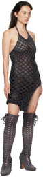 Isa Boulder Black Halter Neck Midi Dress