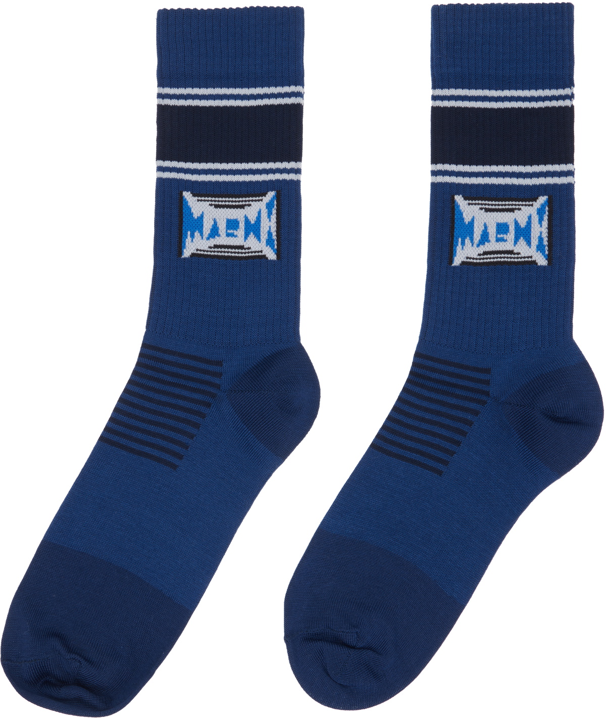 Marni Navy Jacquard Logo Cotton Socks