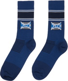 Marni Navy Jacquard Logo Cotton Socks