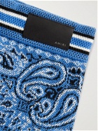 AMIRI - Bandana-Jacquard Cotton and Cashmere-Blend Drawstring Shorts - Blue