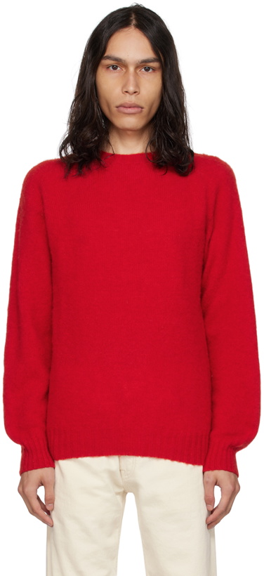 Photo: Drake's Red Brushed Sweater