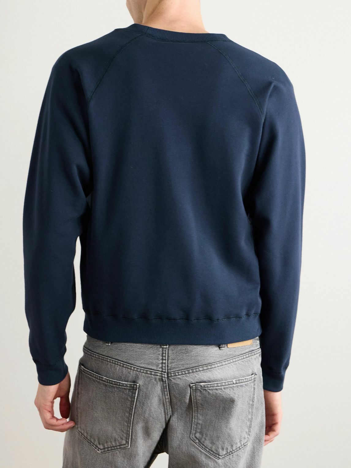 CELINE - Logo-Appliquéd Cotton-Jersey Sweatshirt - Blue