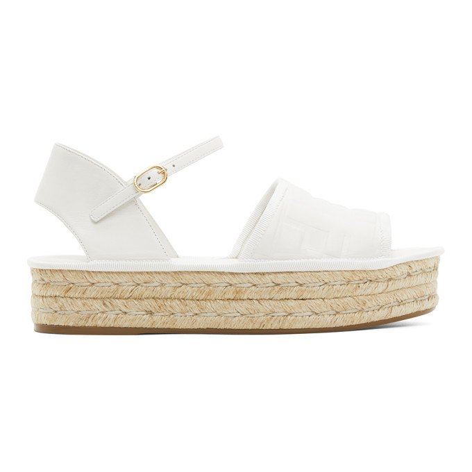 Fendi White Leather Platform Espadrilles Fendi