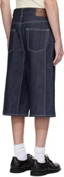 Karmuel Young Navy Cuboid Raw Denim Shorts