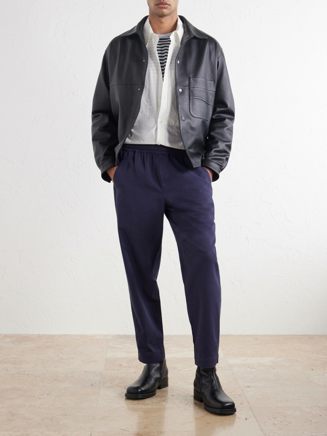 Folk - Drawcord Assembly Straight-Leg Brushed Cotton Trousers - Blue