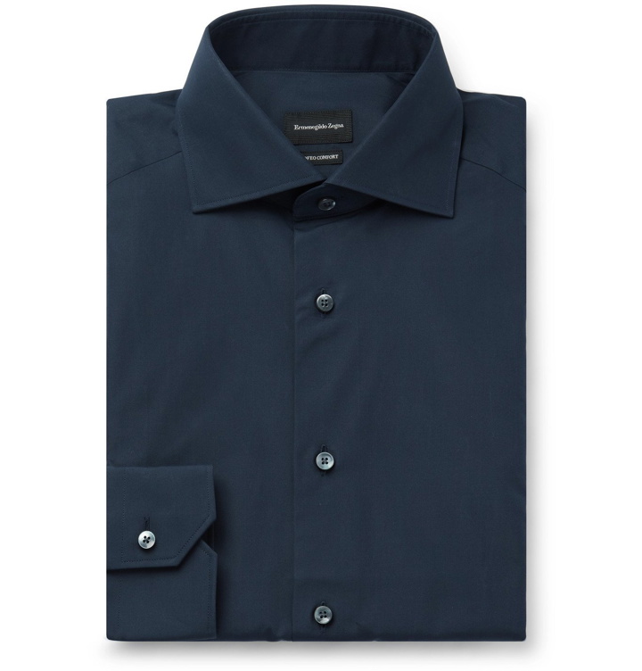 Photo: Ermenegildo Zegna - Cutaway-Collar Cotton Shirt - Blue