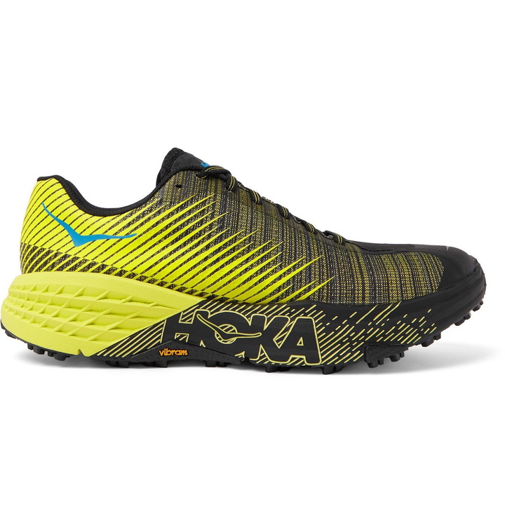 Photo: Hoka One One - EVO Speedgoat Rubber-Trimmed MATRYX Running Sneakers - Yellow