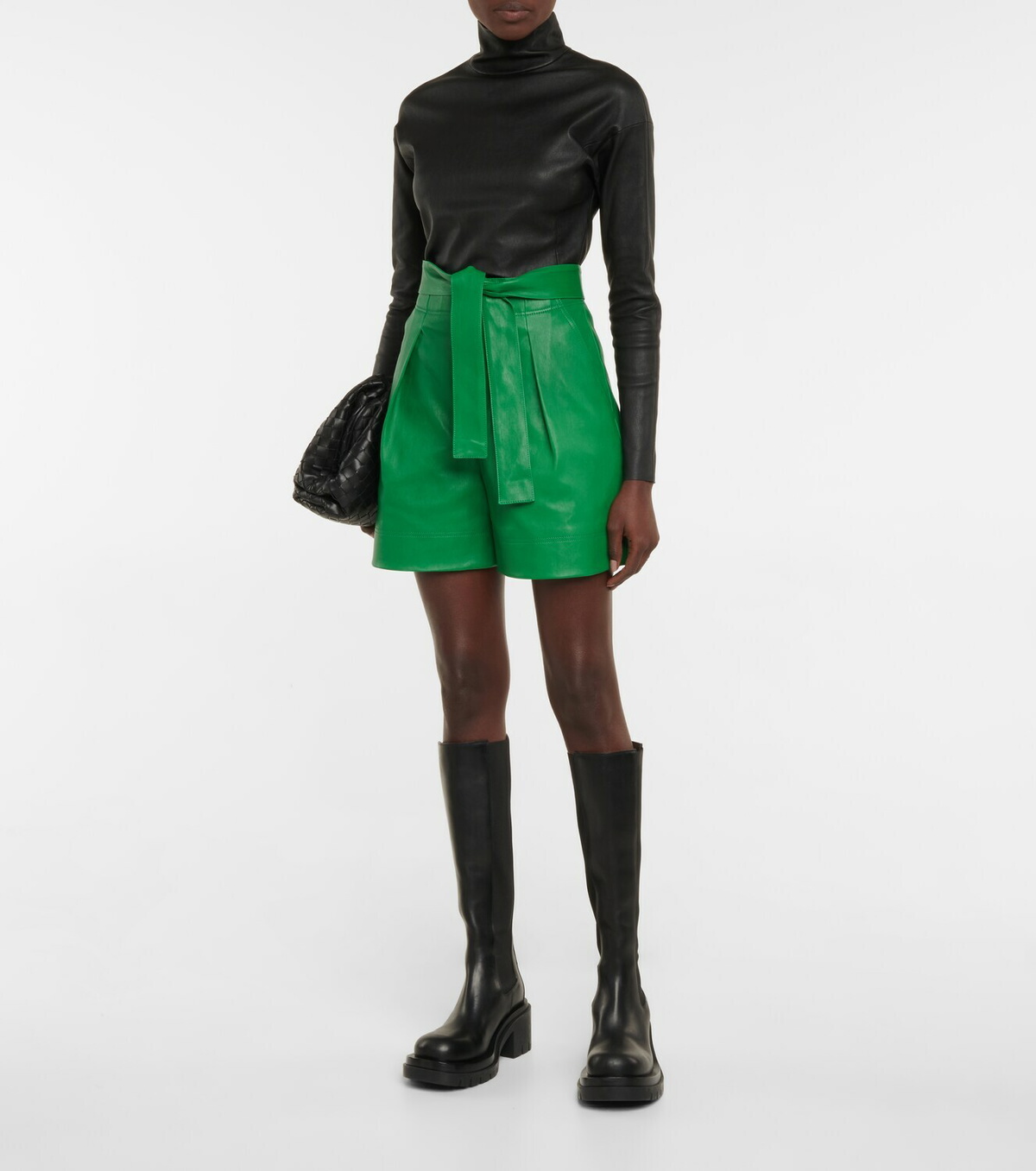Stouls Eloise pleated leather shorts