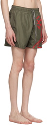 Vivienne Westwood Khaki Line Orb Swim Shorts