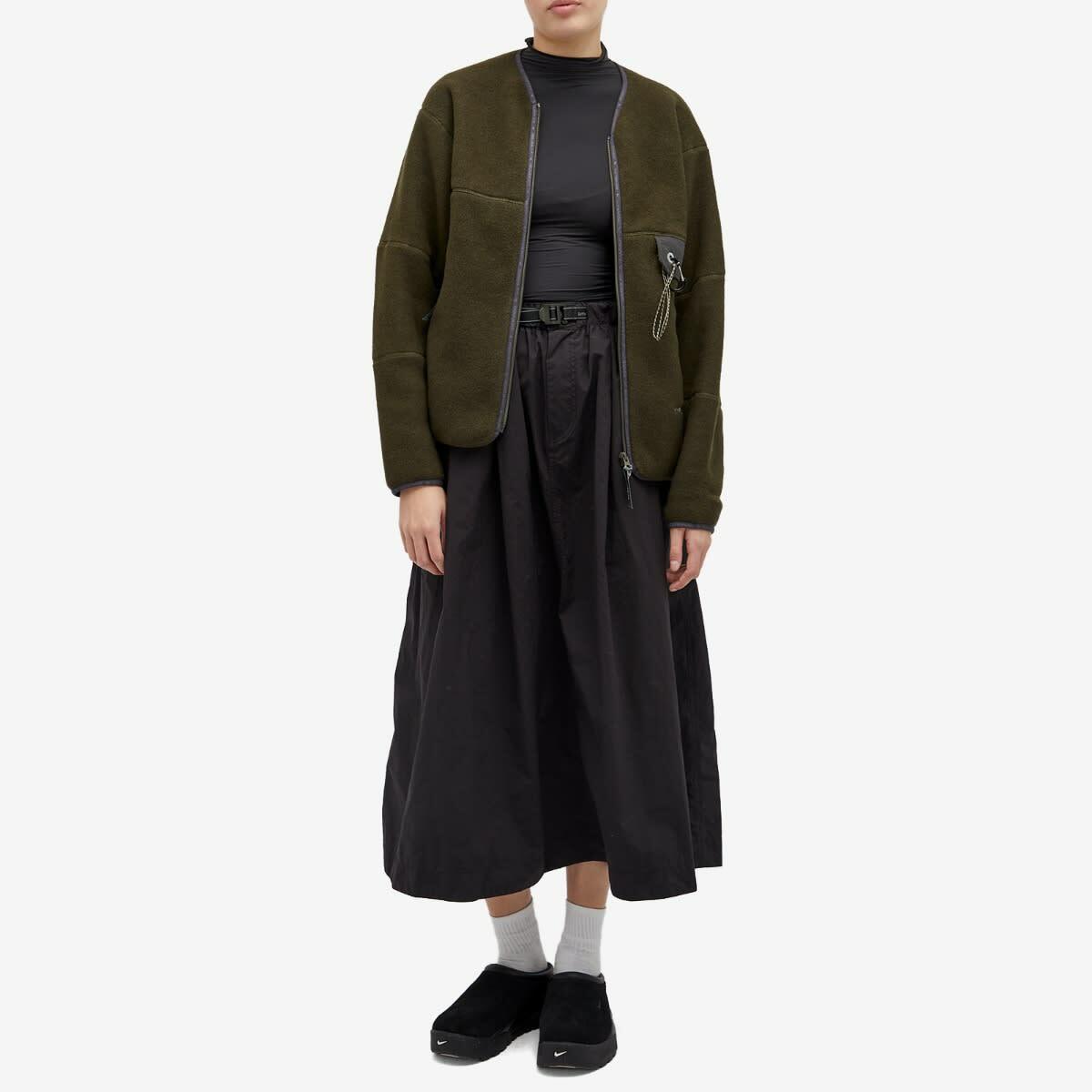 and wander Wool Fleece Cardigan in Khaki