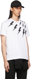 Neil Barrett White Off-Set Fair Isle Thunderbolt T-Shirt