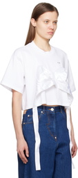 Pushbutton White Bra Point Cropped T-shirt