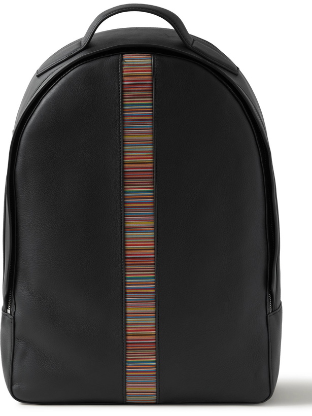 Photo: PAUL SMITH - Striped Leather Backpack - Black