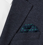 Kingsman - Polka-Dot Wool and Silk-Blend Pocket Square - Blue