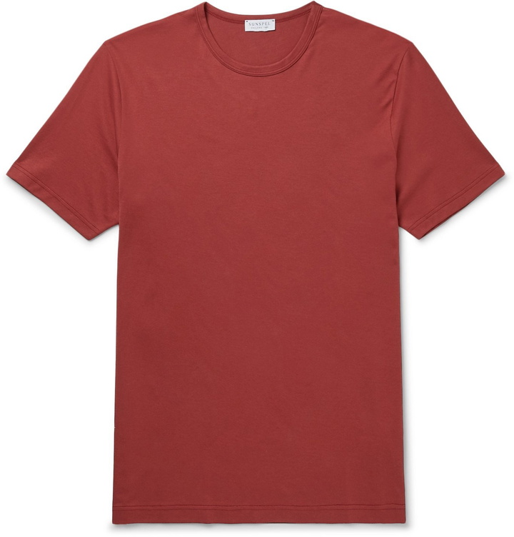 Photo: Sunspel - Slim-Fit Cotton-Jersey T-Shirt - Red