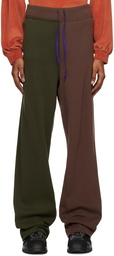 SC103 Green & Brown Paneled Lounge Pants