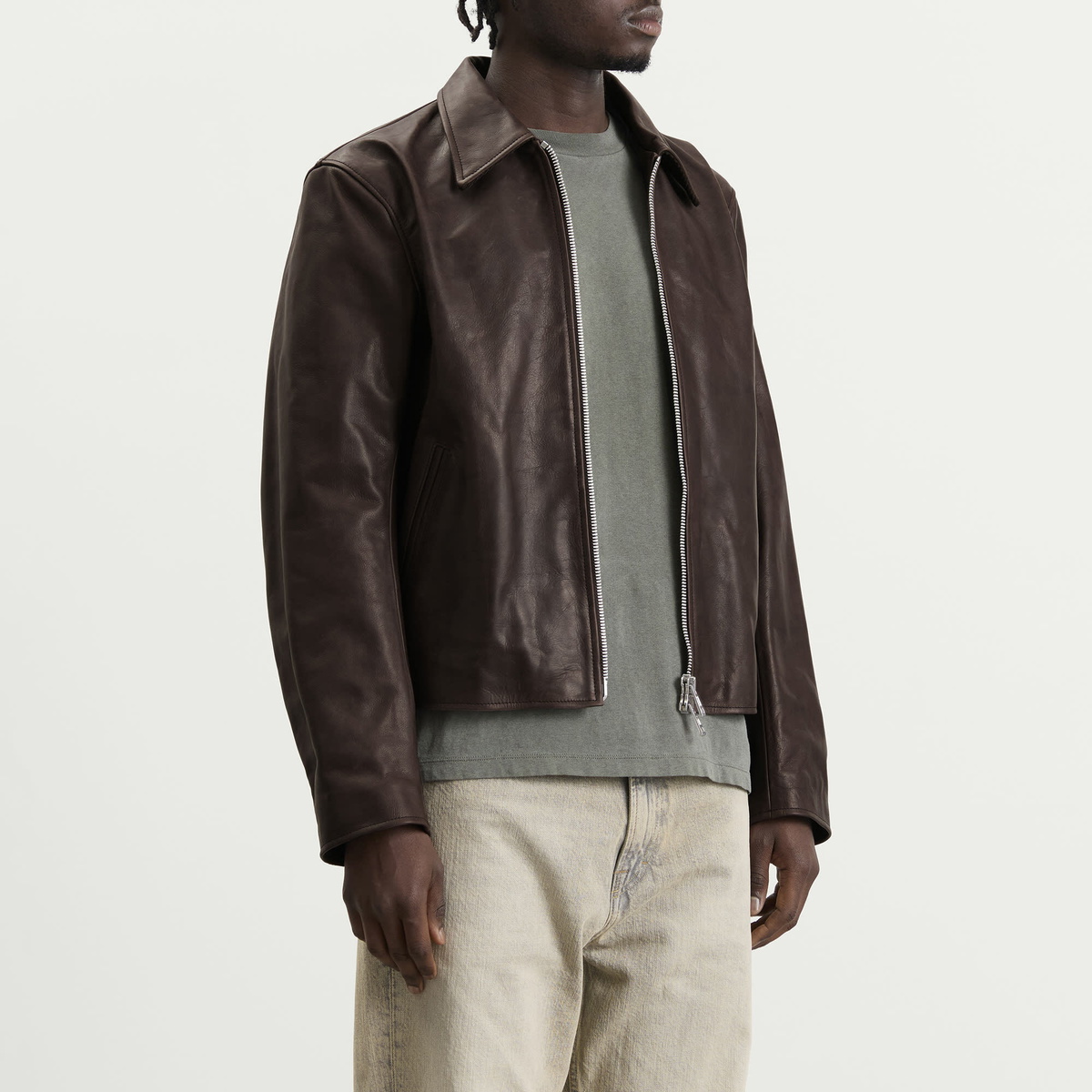 Our Legacy Men's Waxed Bovine Mini Jacket in Matted Brown