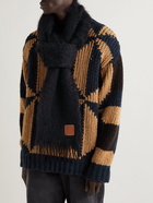 Loewe - Logo-Appliquéd Fringed Mohair-Blend Scarf