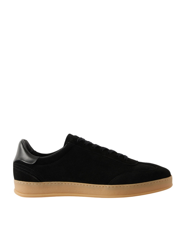 Photo: Mr P. - Leather-Trimmed Suede Sneakers - Black