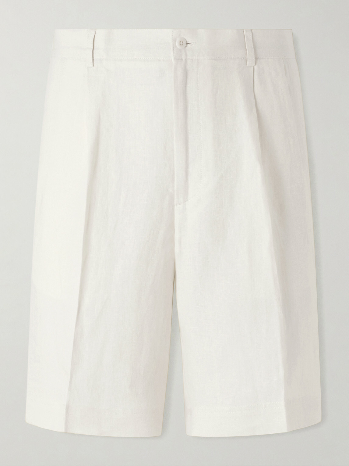 Rubinacci - Straight-Leg Pleated Cotton Shorts - White