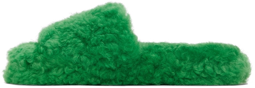 Bottega Veneta Green Resort Teddy Slides Bottega Veneta