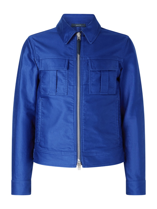 Photo: TOM FORD - Slim-Fit Cotton-Satin Blouson Jacket - Blue