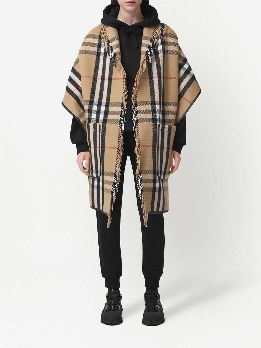 BURBERRY - Wool And Cashmere Blend Checked Cape Burberry