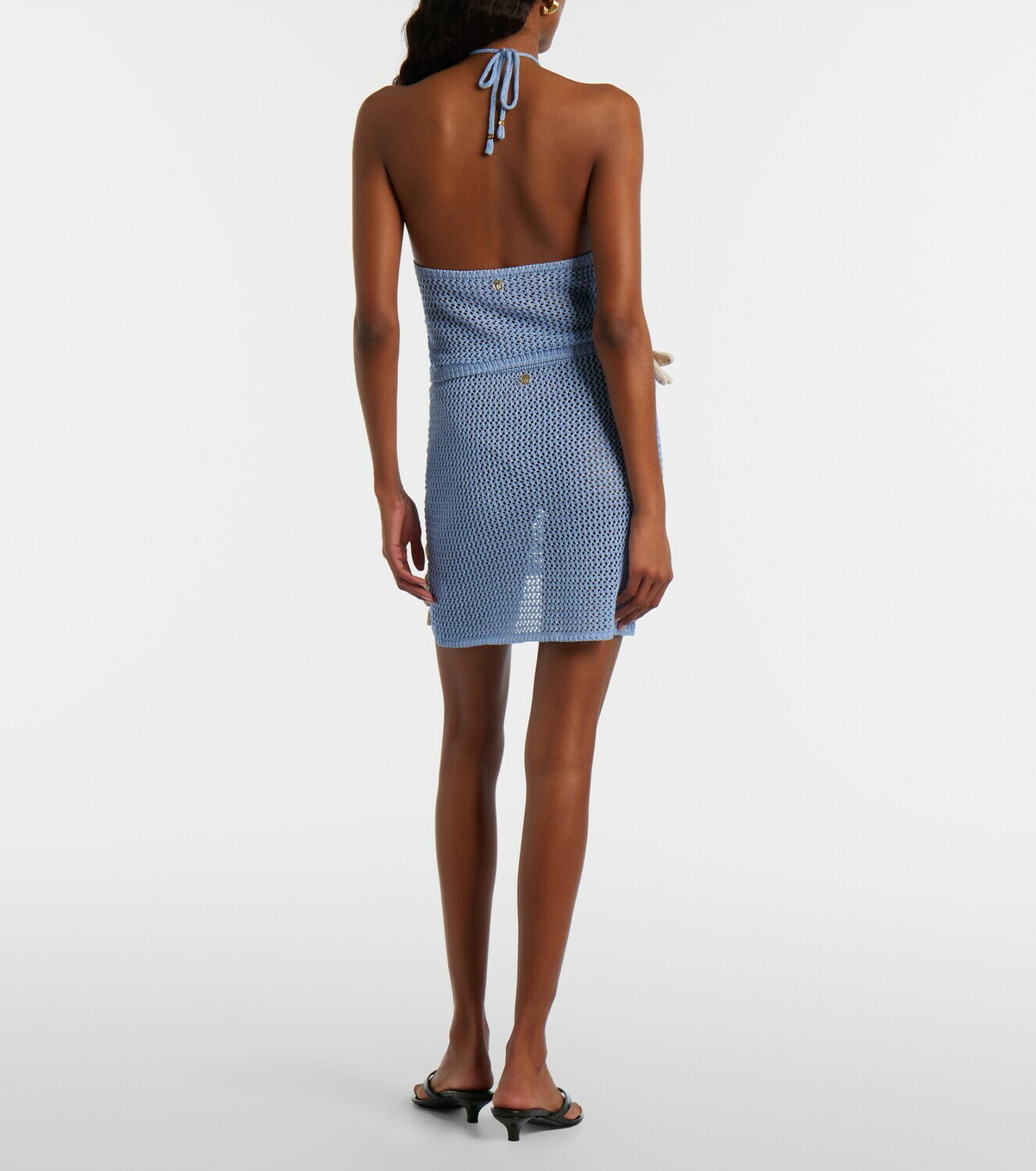 Bananhot Cori open-knit lamé miniskirt