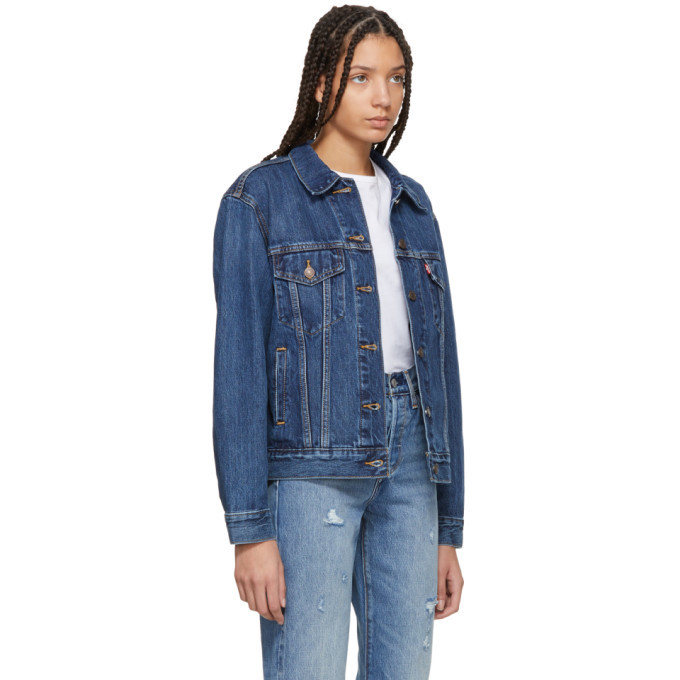 Levis Indigo Denim Ex-Boyfriend Trucker Jacket Levis