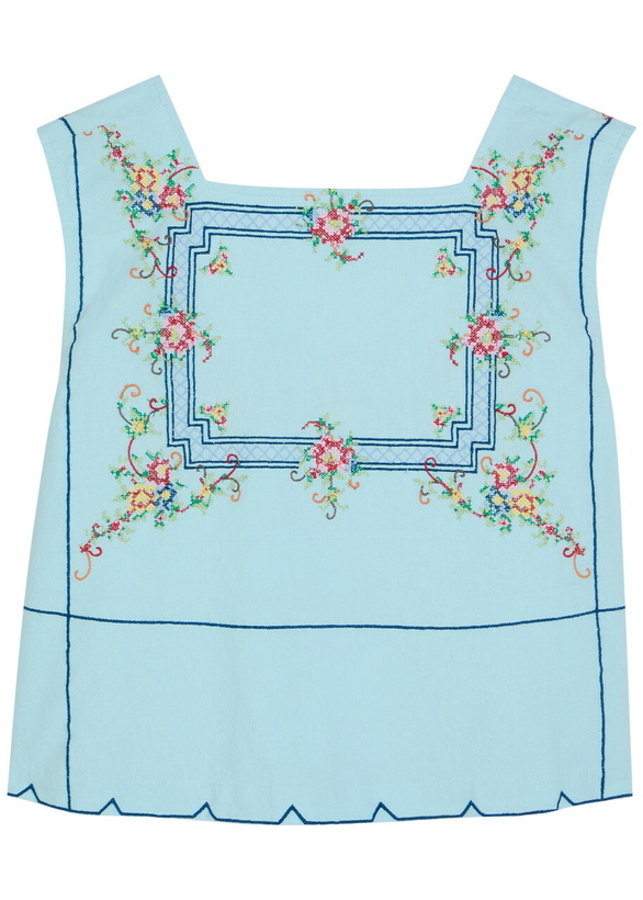 Photo: Free People Garden Wall Embroidered Cotton top Light Blue
