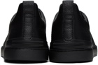 ZEGNA Black Deerskin Triple Stitch Sneakers