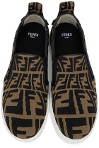 Fendi Brown 'FF' Slip-On Sneakers