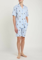 Polo Ralph Lauren Striped Polo-bear Cotton-poplin Sleep Shirt Blue