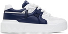 Valentino Garavani White & Navy One Stud XL Low-Top Sneakers