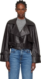 Nour Hammour Brown Hatti Cropped Leather Jacket