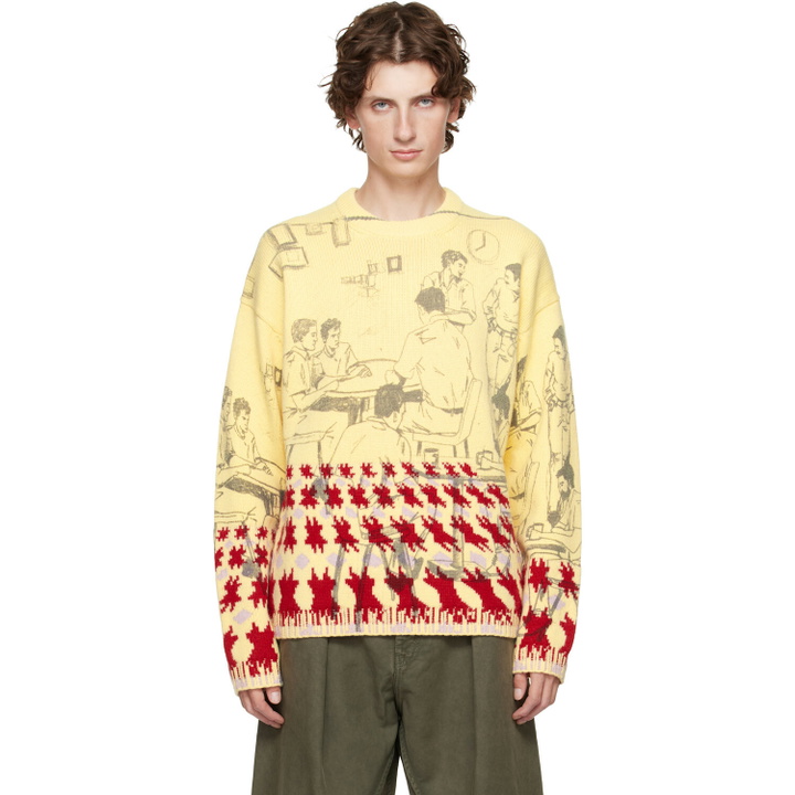 Photo: JW Anderson Yellow Print Jacquard Sweater