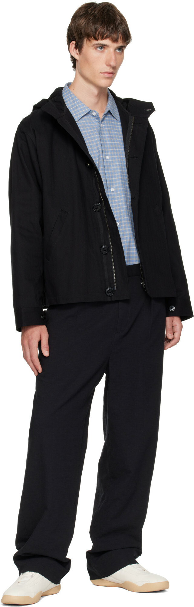 Palmes Black Herringbone Hooded Jacket