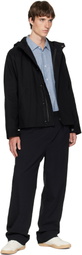 Palmes Black Herringbone Hooded Jacket