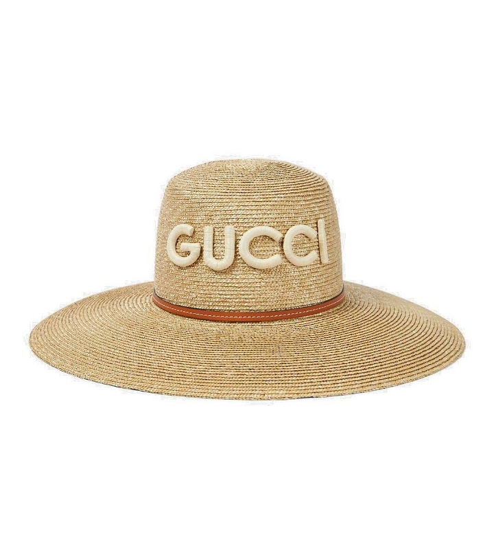 Photo: Gucci Leather-trimmed raffia sun hat