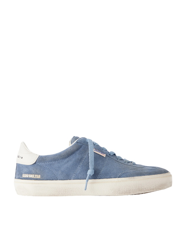 Photo: Golden Goose - Soul Star Leather-Trimmed Suede Sneakers - Blue