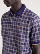 Burberry - Logo-Embroidered Checked Jacquard Polo Shirt - Blue