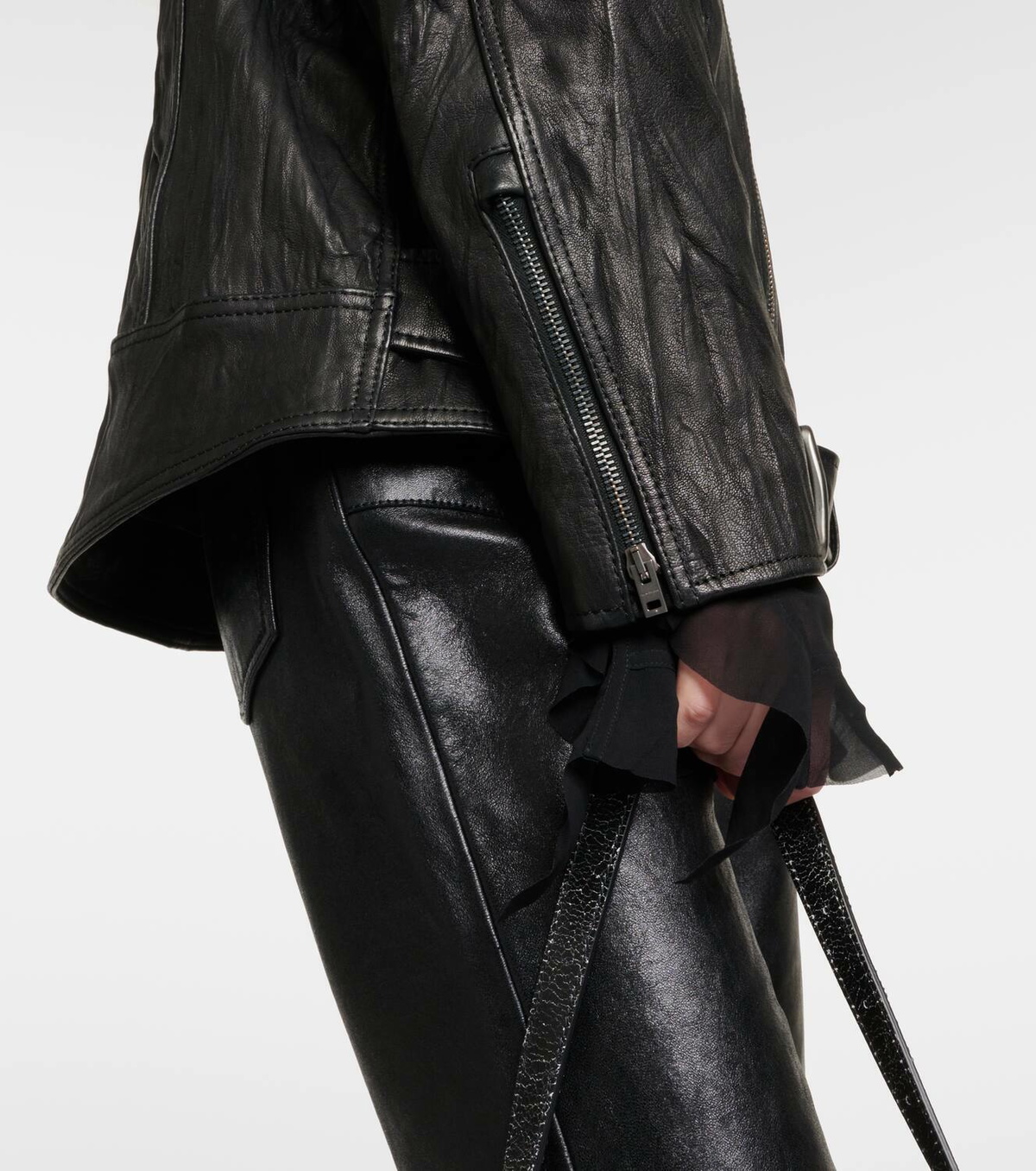 Acne Studios Linor oversized belted leather jacket