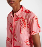 Farm Rio Lobsters printed linen-blend shirt